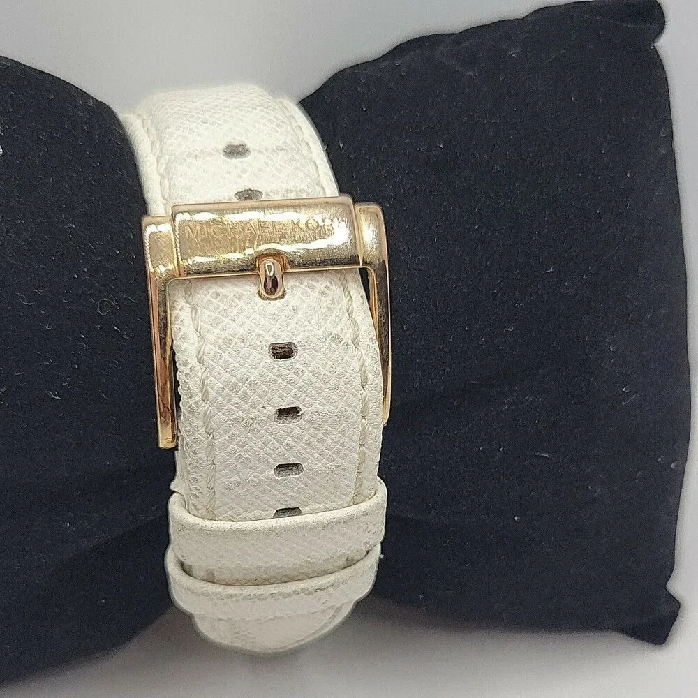 Michael Kors Mercer MK2289 Women's White Leather Analog Dial Quartz Watch AM419